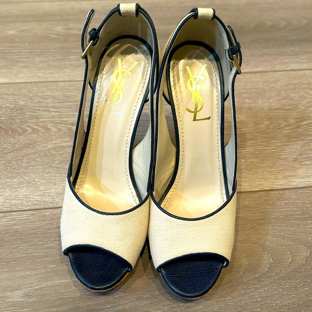 YSL Canvas Wedges